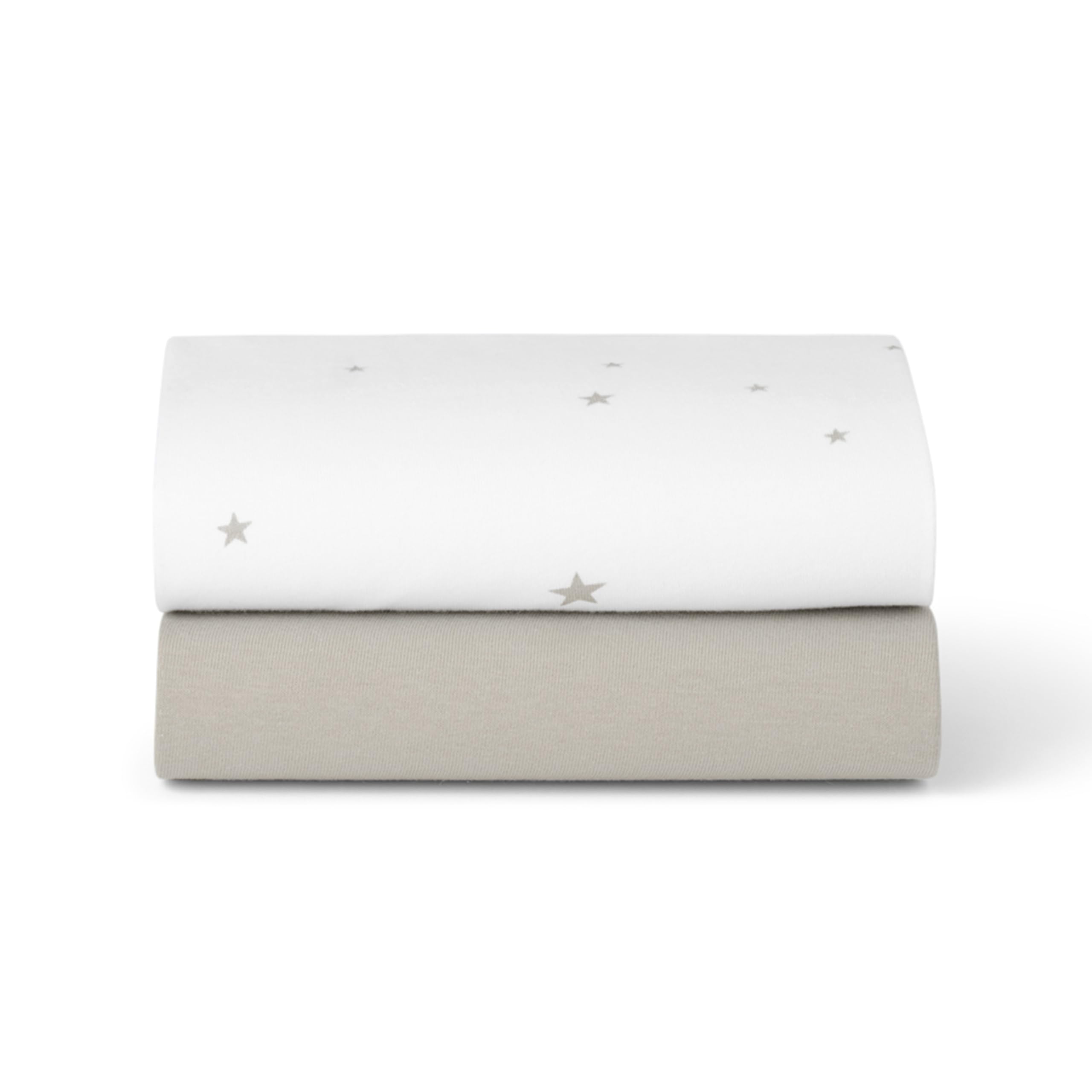 Snuz Moses Basket Sheets 2 Pack - 100% Jersey Cotton Moses Basket Fitted Sheet or Pram Sheets Sized 37.5 x 75cm, Fits SnuzBaskit, Machine Washable, Breathable & Soft Baby Bedding, White/Star