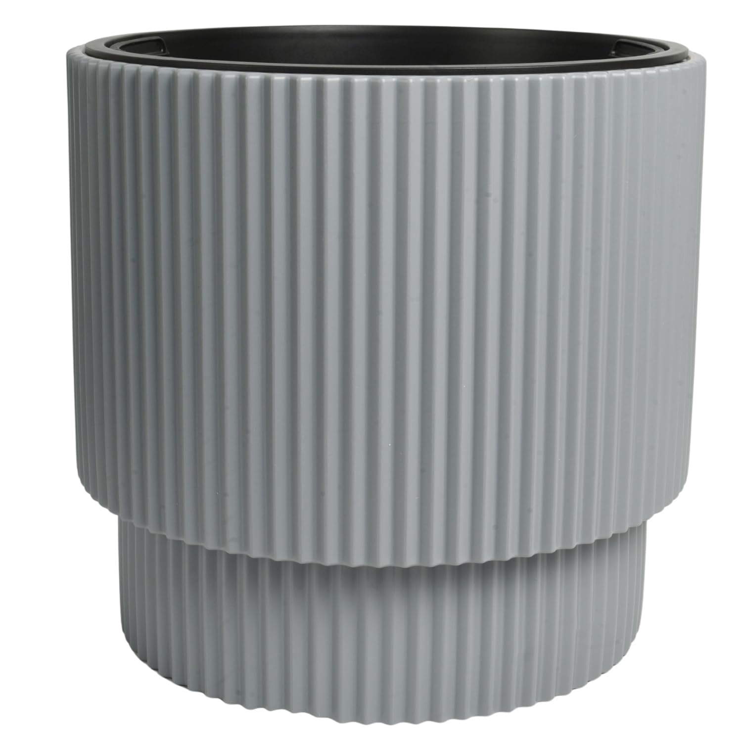 Prosperplast (Grey, 40Cm - 38L) Plant Pots Flower Planter 7 Colours 2 Sizes Tall Wavy Plastic Pot Boho Elegant