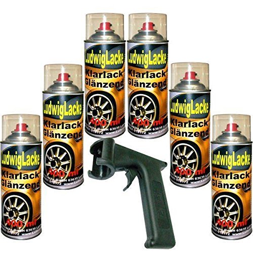 LudwigLacke Klarlack glänzend Spraydose 6 x 400ml Plus Haltegriff