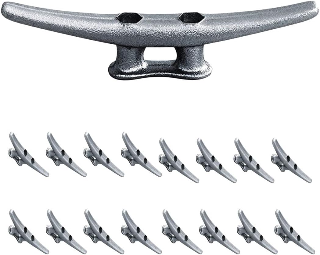 8" Dock Cleat, Weatherproof Galvanized Cast Iron Boat Cleat Tie Downs for Marine Pier or Decorative Nautical Maritime Décor, 4, 8, 16 Pack