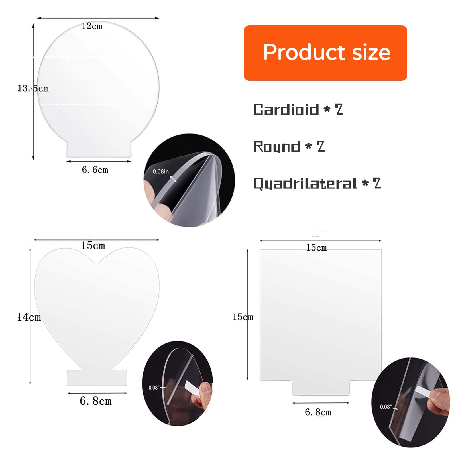 Pannelli In Acrilico Trasparente Gaomoeny - 8 Pezzi, 2mm, Rotondi E Quadrati - Foto 8