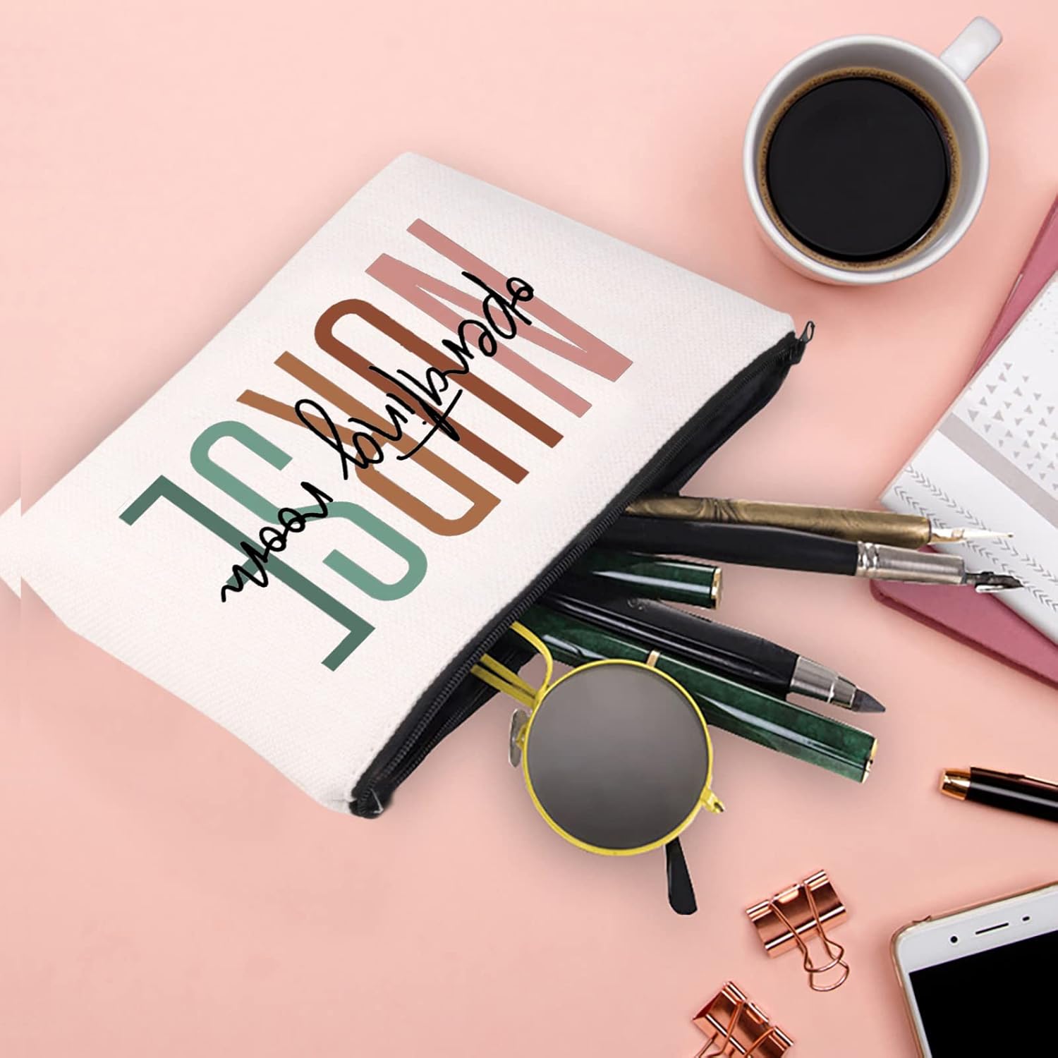 XYANFA Operating Room Nurse Makeup Bag - Cosmetic Bag - White - Waterproof - Cotton and Linen - Female Adult Nurses - Image 2