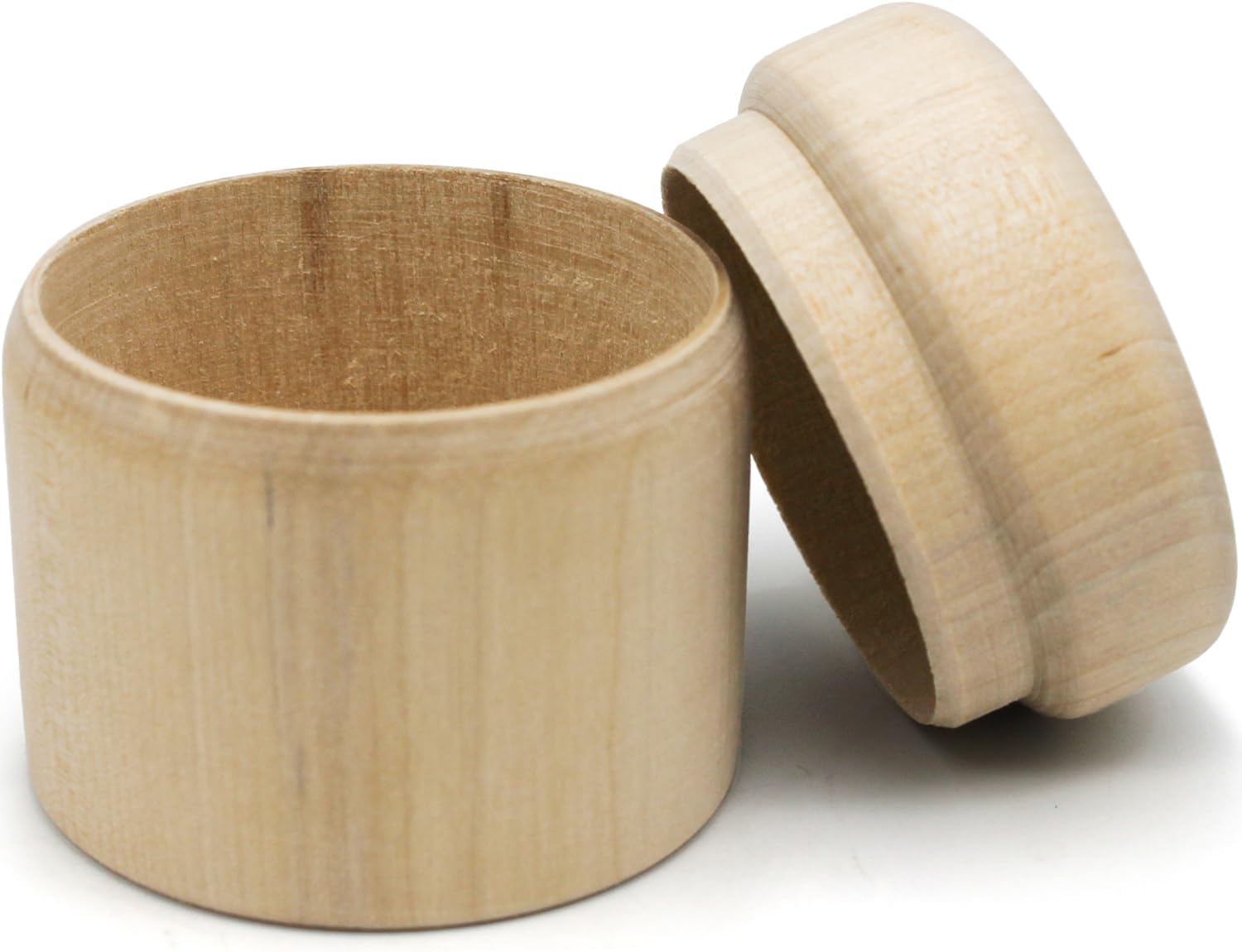 Set of 10 Mini Unfinished Wooden Round Boxes with Lids - 2x2 Inch Blank Wood Craft Boxes for Creative Storage and Trinkets