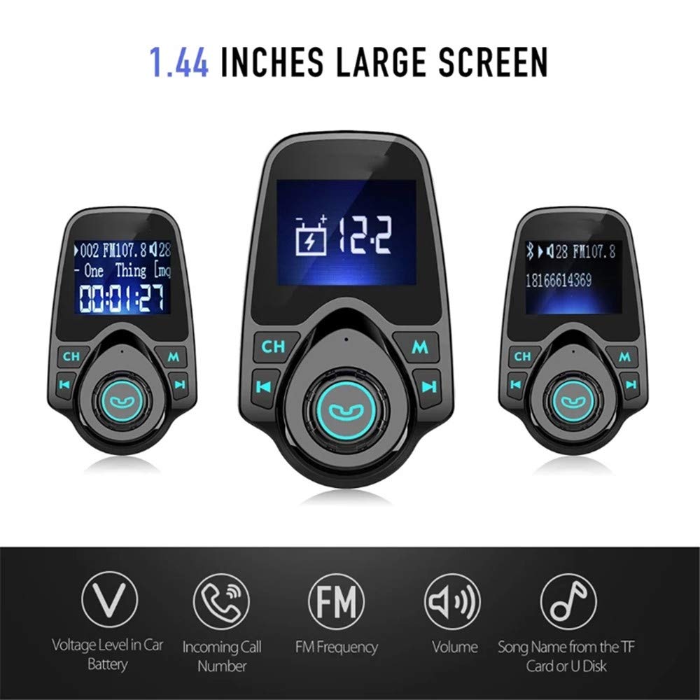 T11 Transmisor FM inalámbrico Bluetooth manos libres kit de coche reproductor MP3 adaptador Bluetooth inalámbrico con doble puerto USB kit de coche