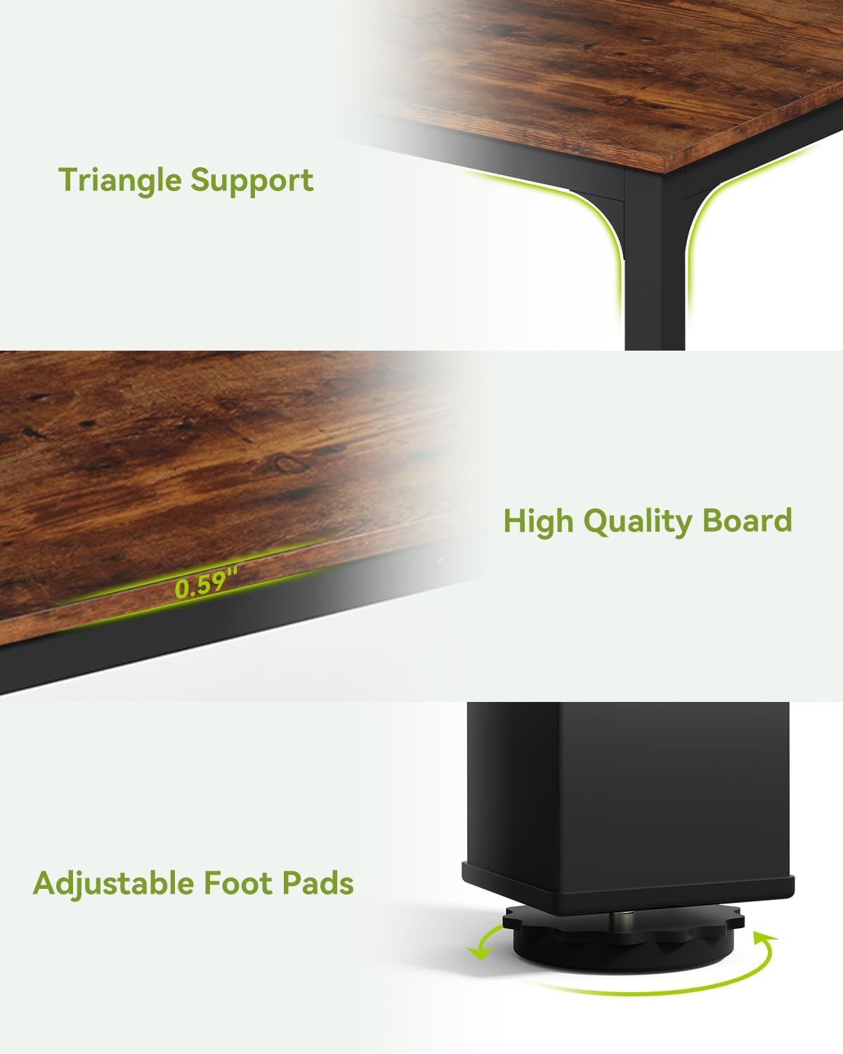 LITTLE TREE Two Person Desk, 78.7 Inches Extra Long Computer Desk, Wooden Large Office Desks with Strong Metal Legs, Double Desk for 2 People, Writing Study Table for Home Office, Brown & Black