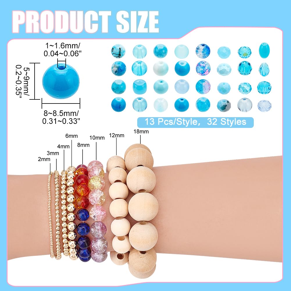 500pcs 10mm Frosted Glass Beads - 20 Mixed Colors, Round Spacer Beads For DIY Jewelry Making, Necklaces, Bracelets, Earrings