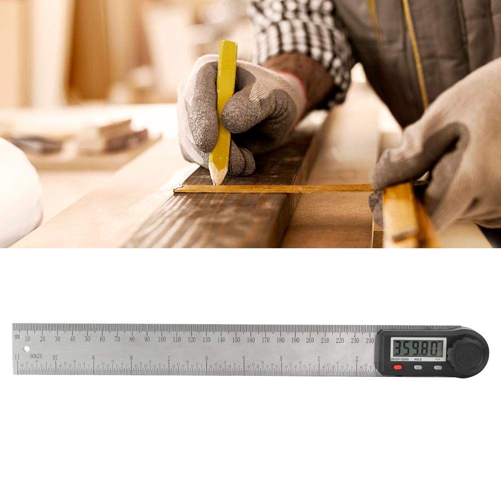 Righello Angolare con Display Digitale, Misuratore Angolare Elettronico 2 in 1 con Manopola di Bloccaggio 0-360°, Righello per Falegnameria, Misuratore Goniometro Multifunzione (300mm)