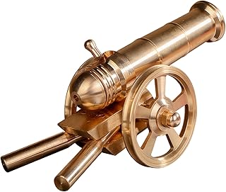 Vintage Inspired Mini Brass Cannon Model, Decorative Antique Figurine for Collectors, 5.5 in / 14 Cm Long, Great Display Or Gift Piece