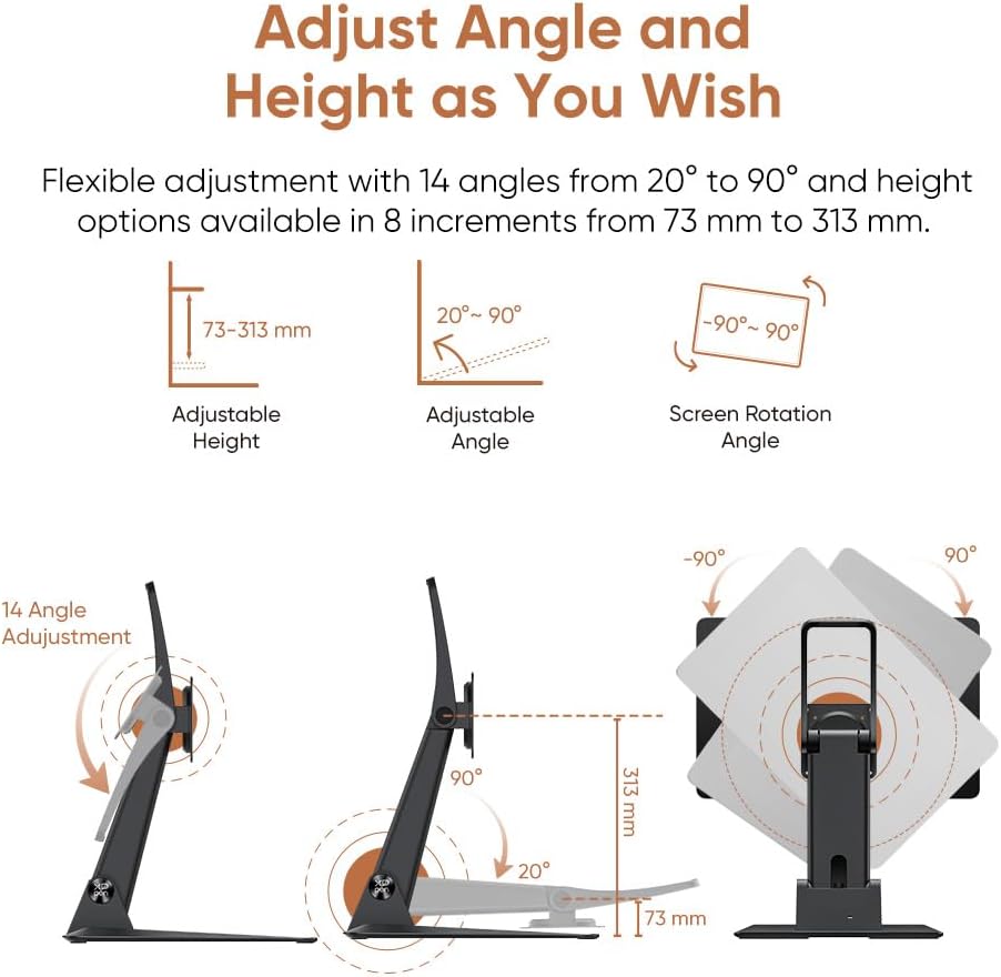 XPPen ACS15 Adjustable Drawing Tablet Stand Monitor,Adjustable VESA Mount Desk Stand for Artist Pro 19 Gen2