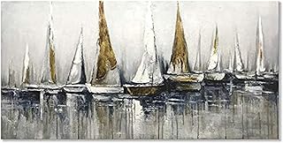 Gymqian Quadri su Tela Astratti Barca a Vela Paesaggio Marino Poster e Stampe Immagine di Arte della Parete per Soggiorno Decorazione del Club 70x140 cm Senza Cornice
