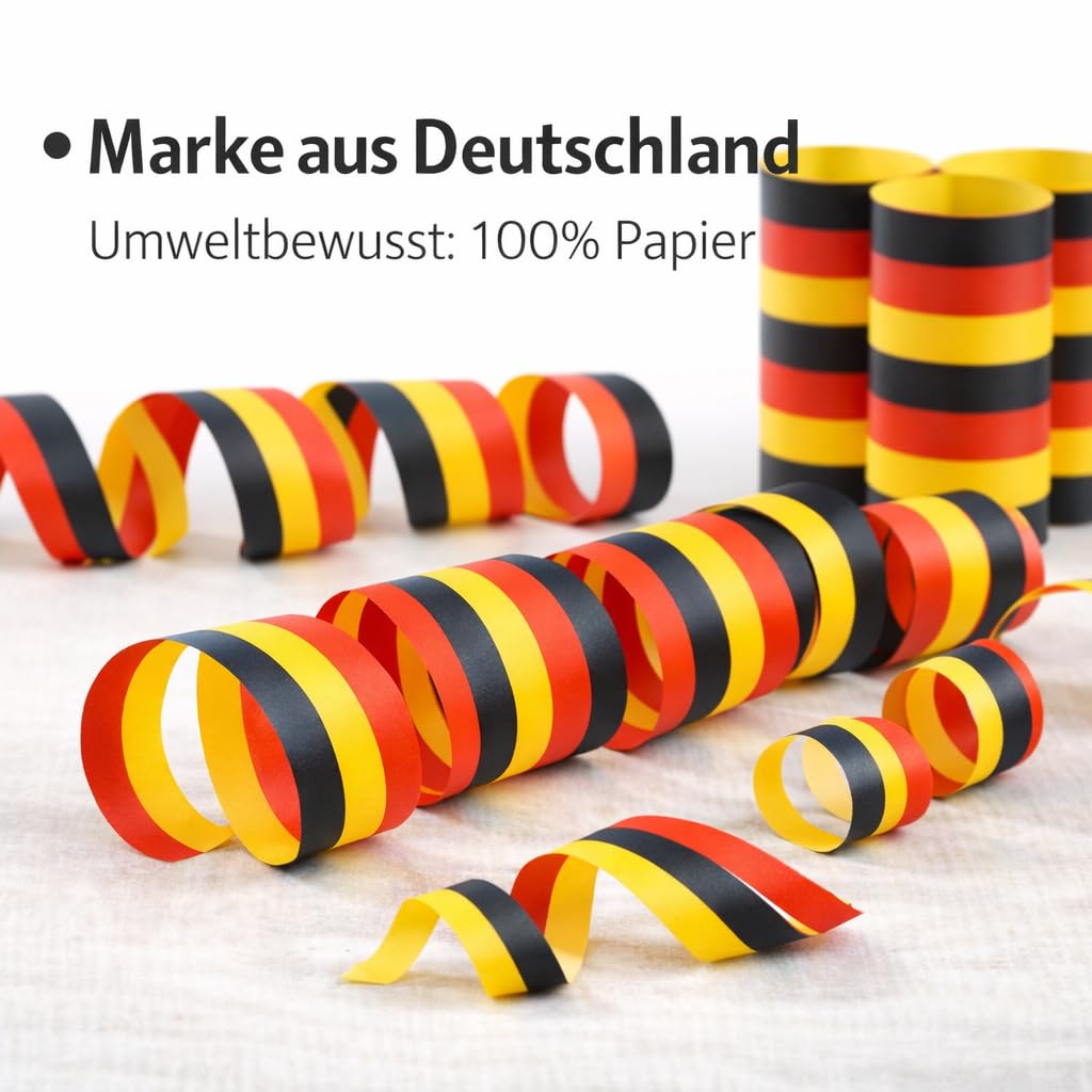 Carpeta 54 Luftschlangen Deutschland Deko WM 2026 Party Schwarz Rot Gold Flagge 3 Rollen