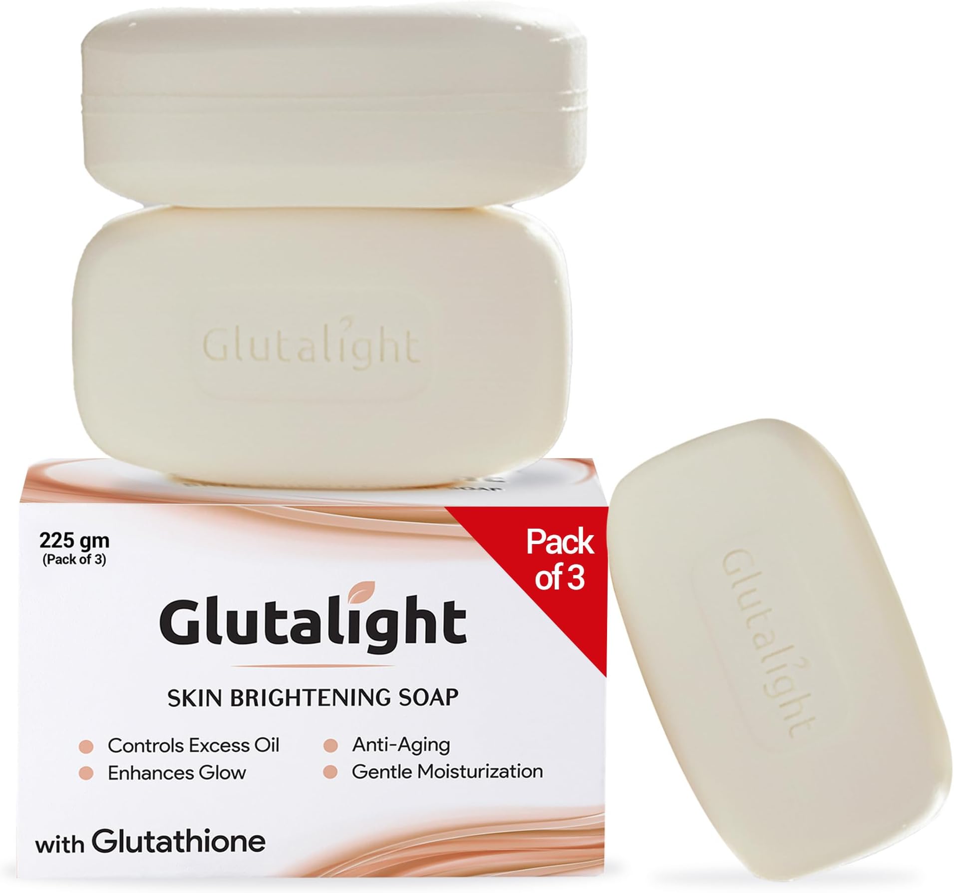 Glutalight | Glutathione | Fades Dark Spots & Hyperpigmentation | Tan Removal Soap For Women & Men | Helps Control Excess Oil | Combo Offers |For Radiant Glow - Pack of 3