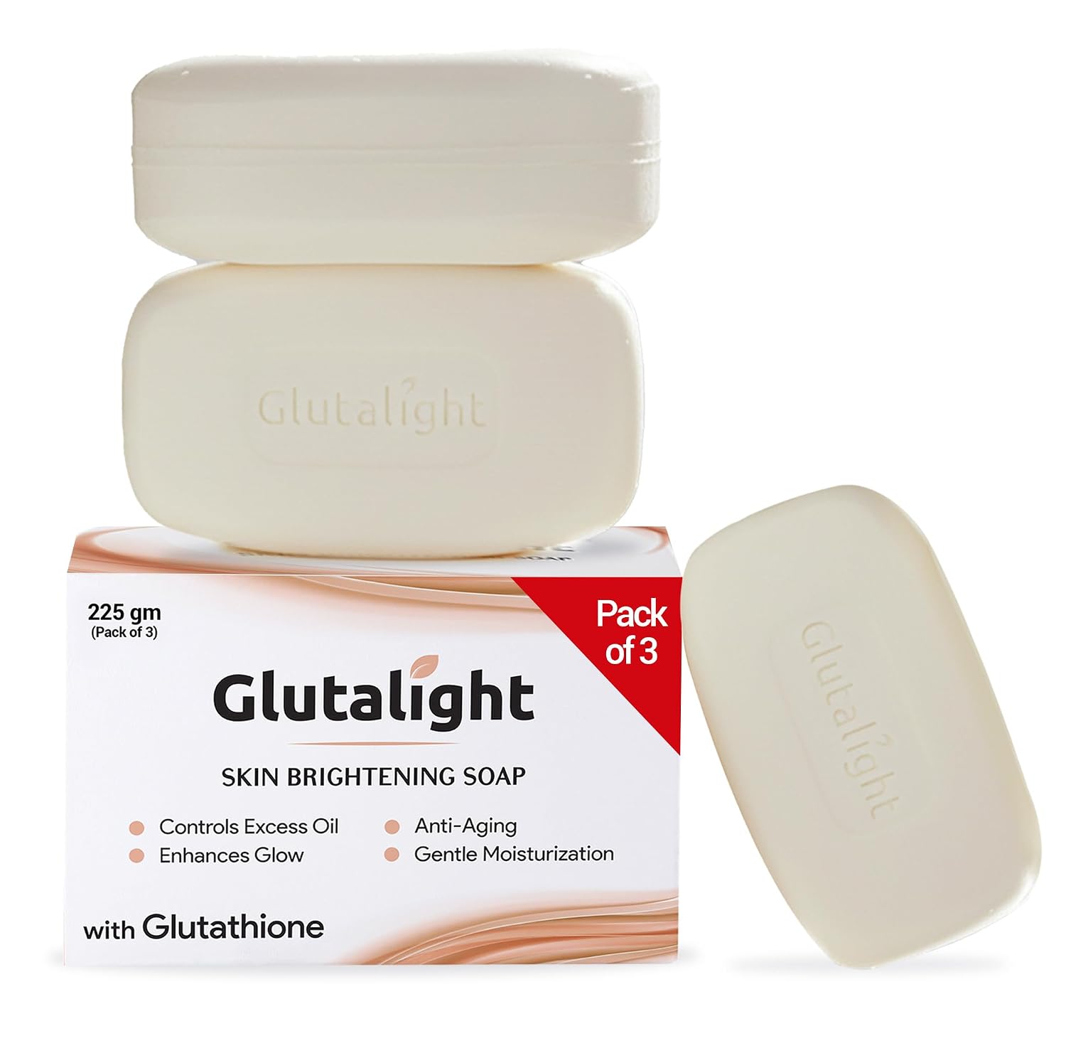 Glutalight | Glutathione | Fades Dark Spots & Hyperpigmentation | Tan Removal Soap For Women & Men | Helps Control Excess Oil | Combo Offers |For Radiant Glow – Pack of 3