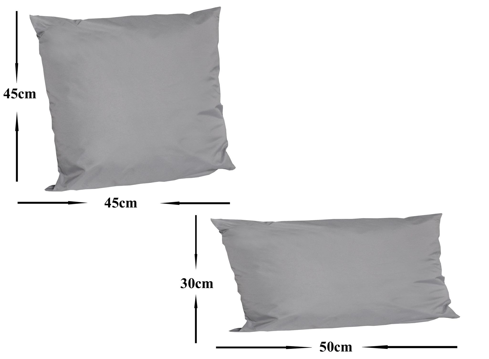JACK 2er Set Outdoor Lounge Kissen Set 45x45cm + 30x50cm Dekokissen Inkl. Füllung Wasserfest Sitzkissen Garten Lotus Effekt, Farbe:Grau