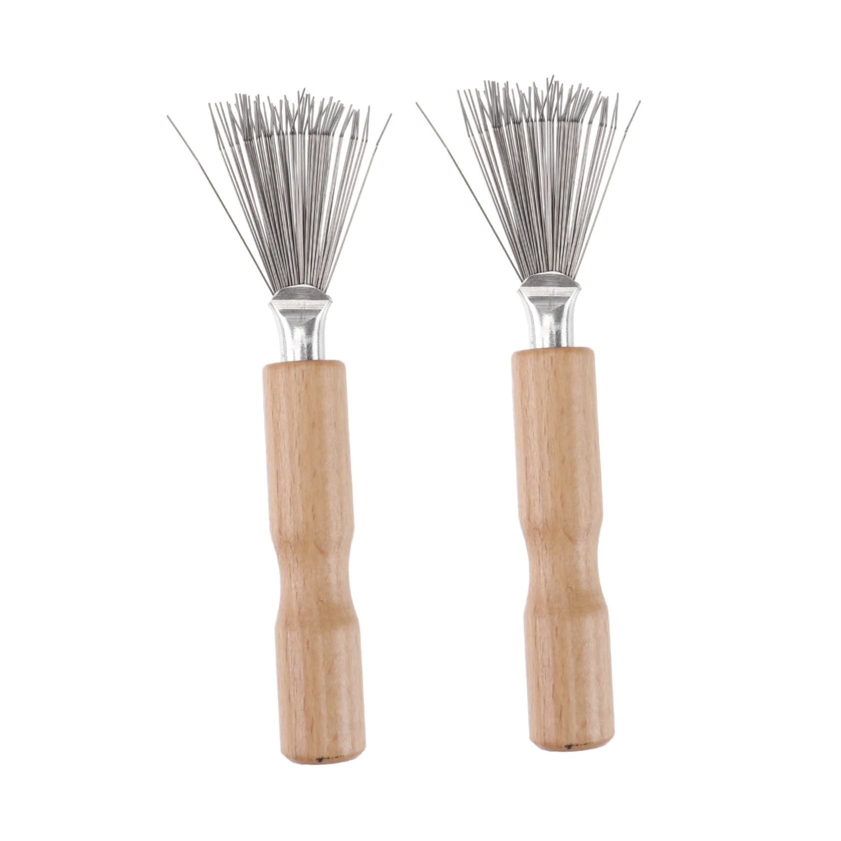 OHPHCALL Brush and Comb Cleaner Tool Set Comb Cleaning Claws Metal Hair Comb Cleaner Ergonomic Wooden Handle for Home