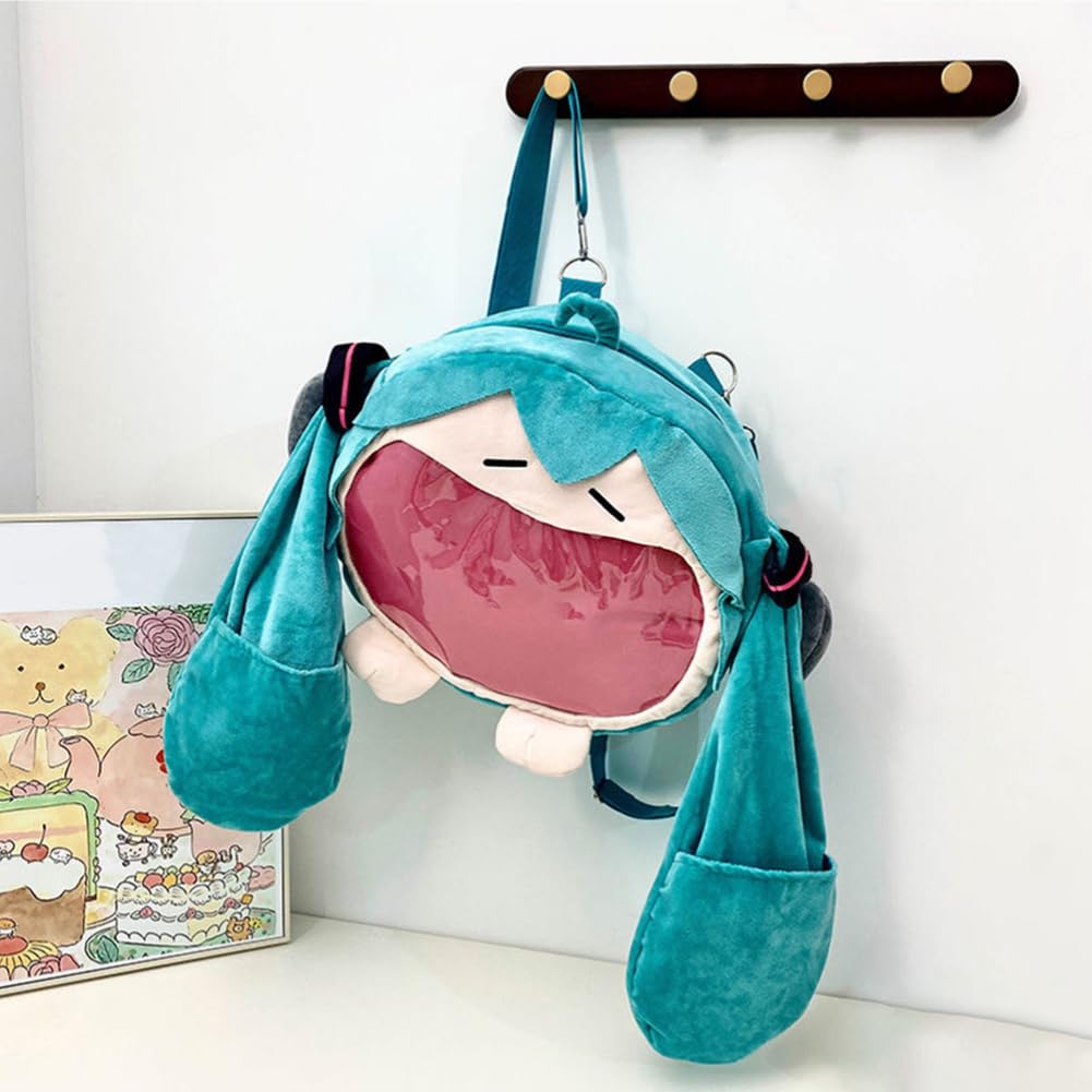 Zhongkaihua Miku - Zaino in peluche a tema anime, 46 x 32 cm, per cosplay, badge, fan, collezionisti, uso quotidiano, regalo di compleanno