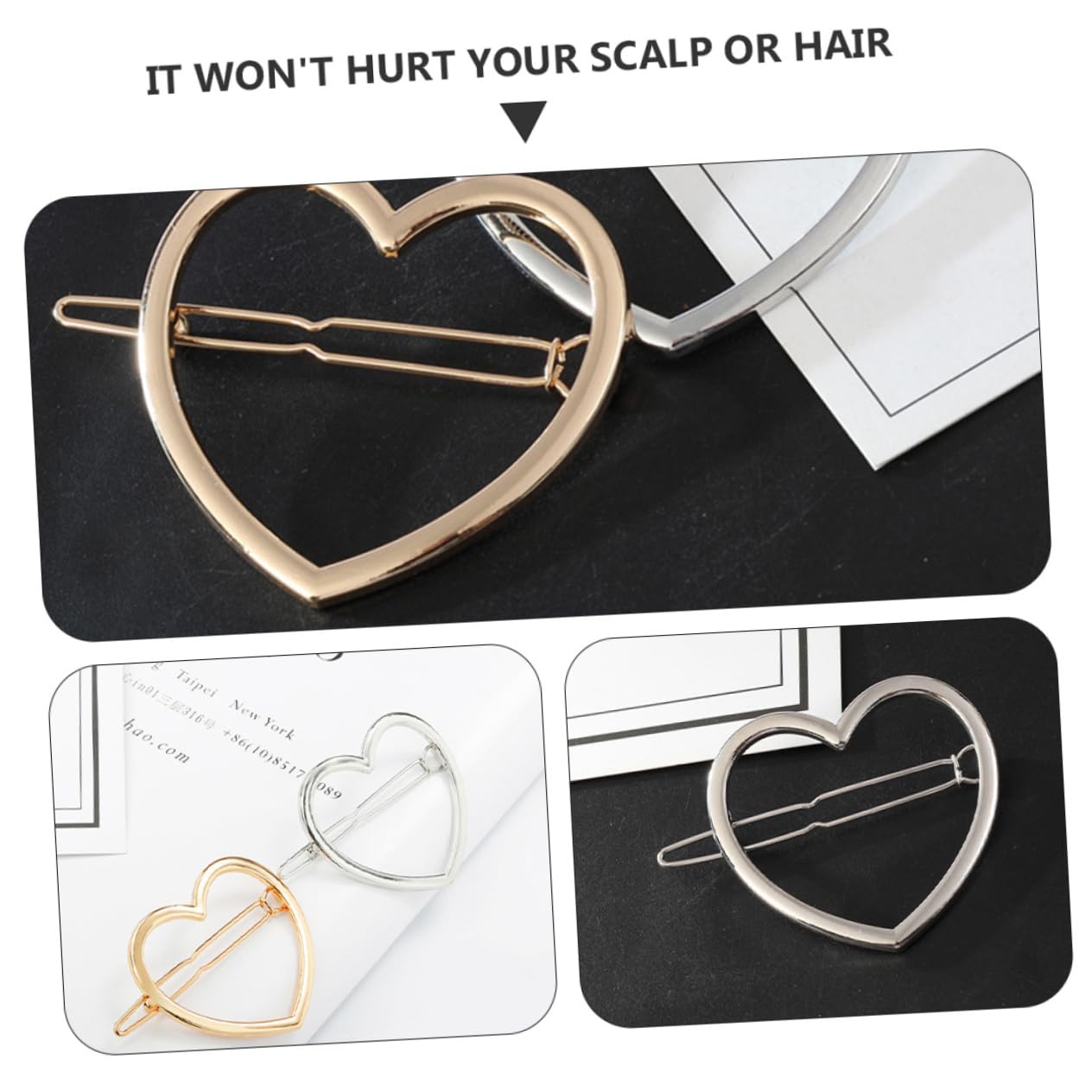 Amazon | WOFASHPURET ハート型ヘアクリップ 合金素材髪型キープツヤ 