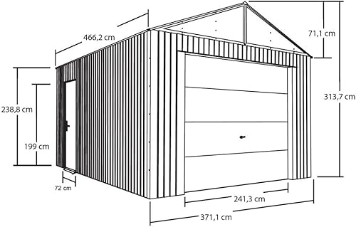 Miniatura 8 de Sojag Everest Galvalume Steel de 12 x 15 pies con paredes extra altas para garaje, edificio de almacenamiento, carbón