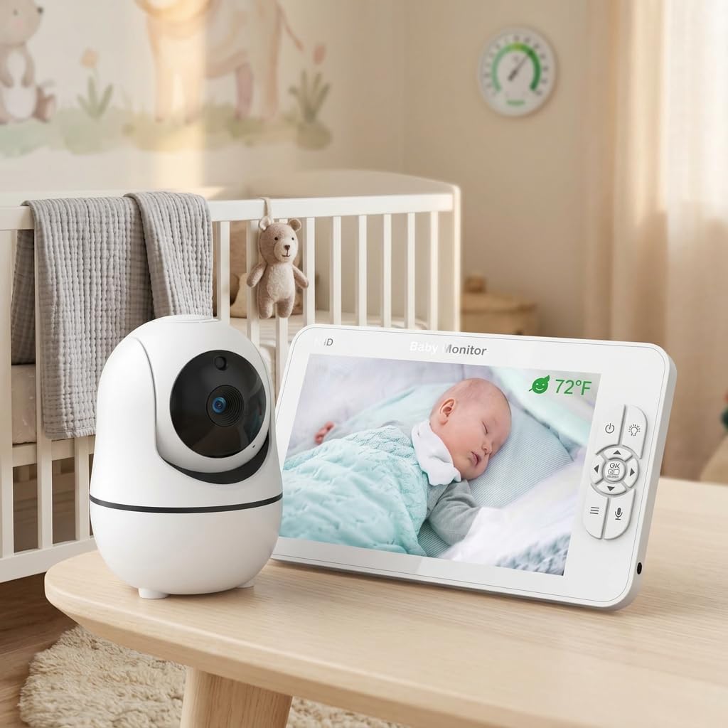 Monitor de bebé de pantalla dividida HD de 7 pulgadas, cámaras duales de 1080P, batería de 6000 mAh de hasta 48 horas, modo VOX, sin monitor privado WiFi con soporte flexible, audio bidireccional, PTZ
