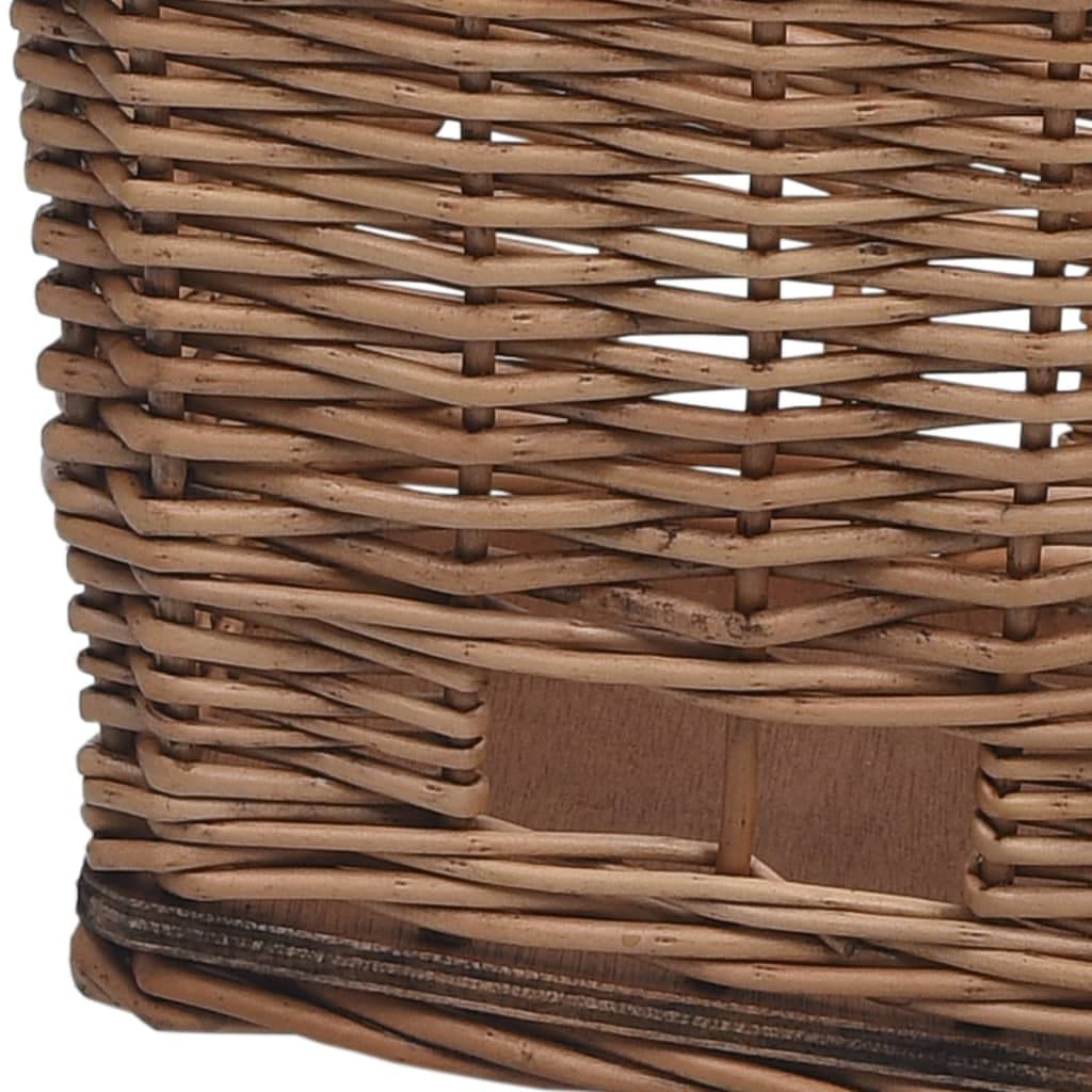 Mangloder - Cestino portapacchi per bicicletta con coperchio, 55 x 31 x 36 cm, in vimini naturale, robusto, rimovibile, per il trasporto di acquisti e animali domestici, adatto per city bike, trekking