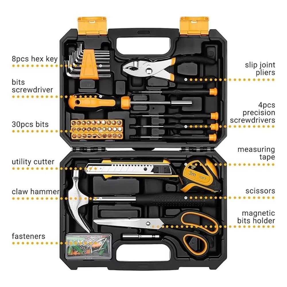 Set Attrezzi da Lavoro Kit di utensili manuali da 50 pezzi Materiale CR-V e S2 per la riparazione professionale auto Set chiavi a bussola a cricchetto con presa per punte