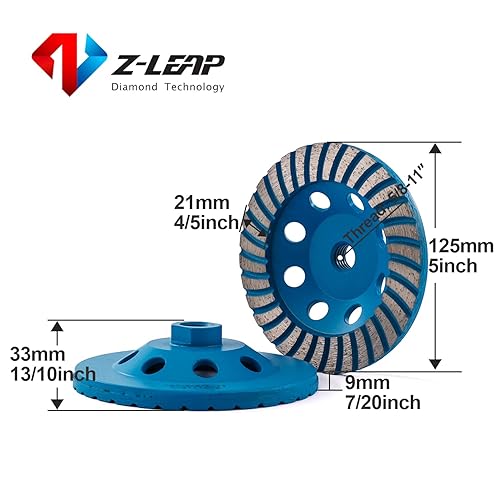 Miniatura 3 de Rueda de molienda de copa de diamante de 5 pulgadas Turbo Row para amoladora angular Azulejos de pulido Piedra de mármol Granito Hormigón Cerámica