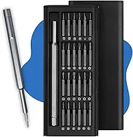 Kit Chave de Precisão 24 em 1 — Ponteiras Magnéticas Phillips Torx Pentalobe | Reparo Celular Notebook Drone Relógio Óculos Eletrônicos | Estojo Organizador Compacto com Cabo em Alumínio