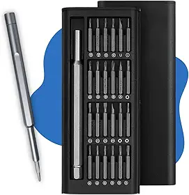 Kit Chave de Precisão 24 em 1 — Ponteiras Magnéticas Phillips Torx Pentalobe | Reparo Celular Notebook Drone Relógio Óculos Eletrônicos | Estojo Organizador Compacto com Cabo em Alumínio