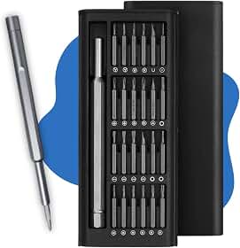 Kit Chave de Precisão 24 em 1 — Ponteiras Magnéticas Phillips Torx Pentalobe | Reparo Celular Notebook Drone Relógio Óculos Eletrônicos | Estojo Organizador Compacto com Cabo em Alumínio