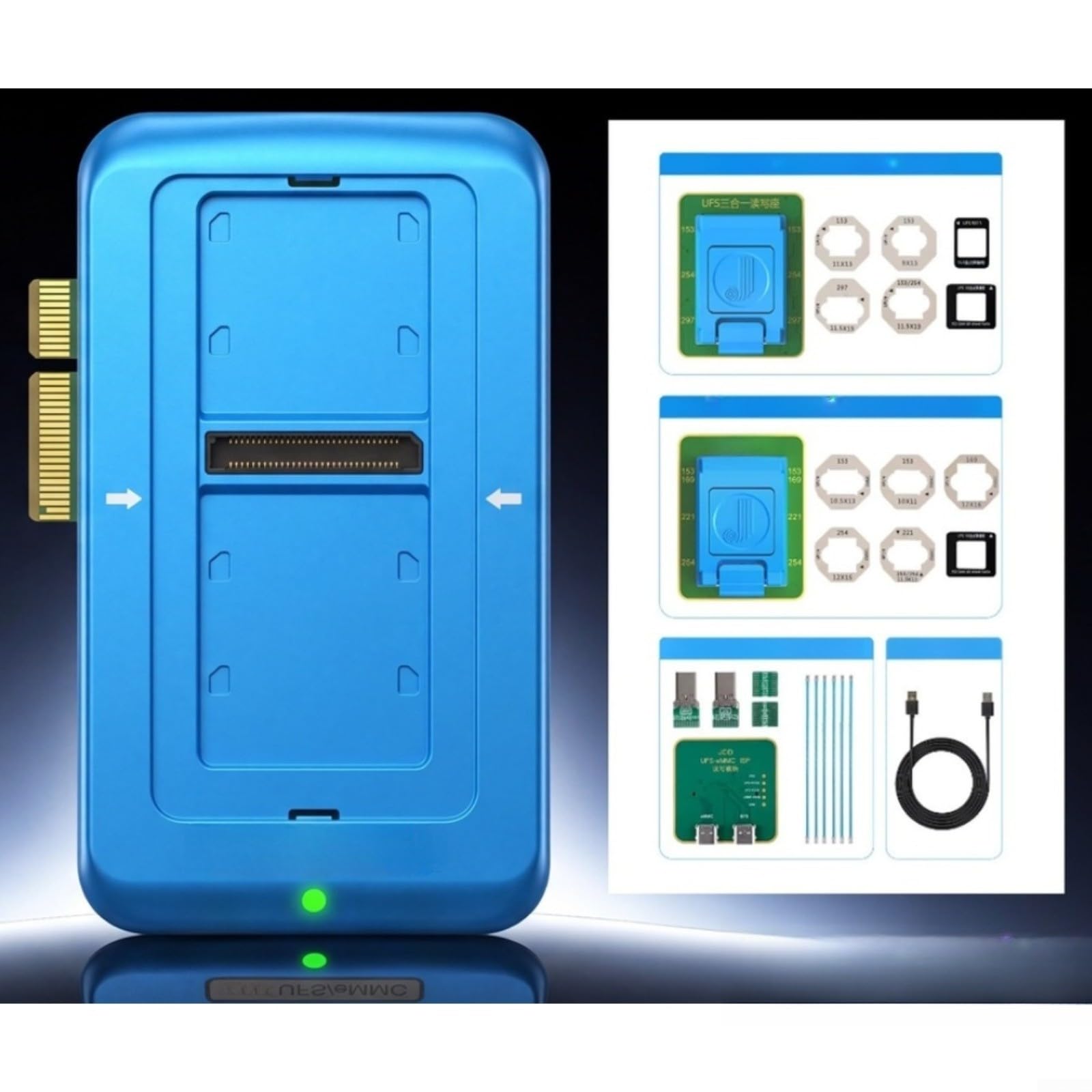 UFS 4.1 Programmatore EMMC con modulo ISP per riparazione smartphone Android, dispositivo di lettura ad alta velocità per la gestione e la manutenzione dei dati