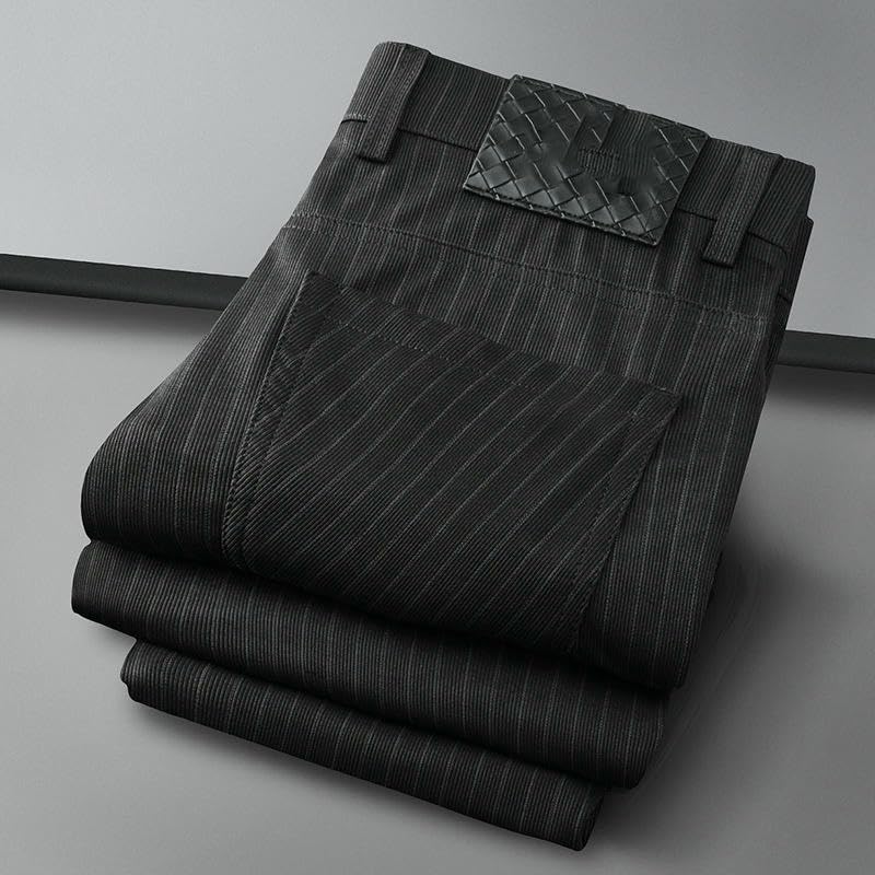 USTZFTBCL Men's Summer Thin White Striped Slim Straight Five-Pocket Casual Jeans3