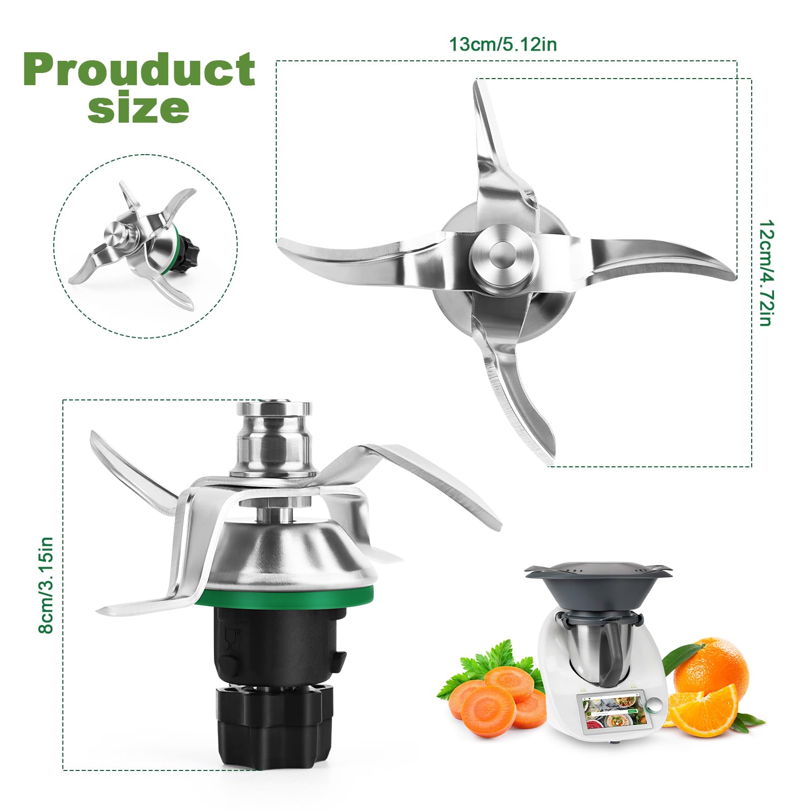 Compatibile con Themomix TM5 TM6 Gruppo Coltelli di Ricambio, Accessori per la Sostituzione delle lame, Lavabile in Lavastoviglie - 4