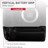Vista 4 de Panasonic Auténtico LUMIX G9 - Agarradera vertical de batería, con palanca de control de disparador y control de punto de enfoque, negro (DMW-BGG9)