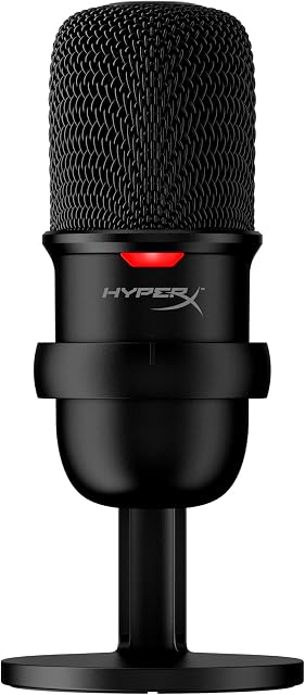 HyperX Solocast Mikrofon Kondensatorowy USB do Gier, do Komputerów Pc, Ps4 i Mac, Czujnik Tap-To-Mute, Charakterystyka Kierunkowa Kardioidalna, do Gier, Streamingu, Podcastów
