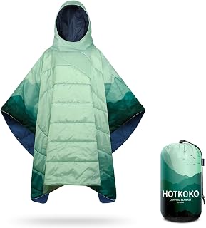 Poncho Blanket Outdoor Wearable Camping Blanket Hoodie Waterproof | Hooded Stadium Blanket Wearable Poncho for Travel ,Camping, Car, Pet, Picnics
