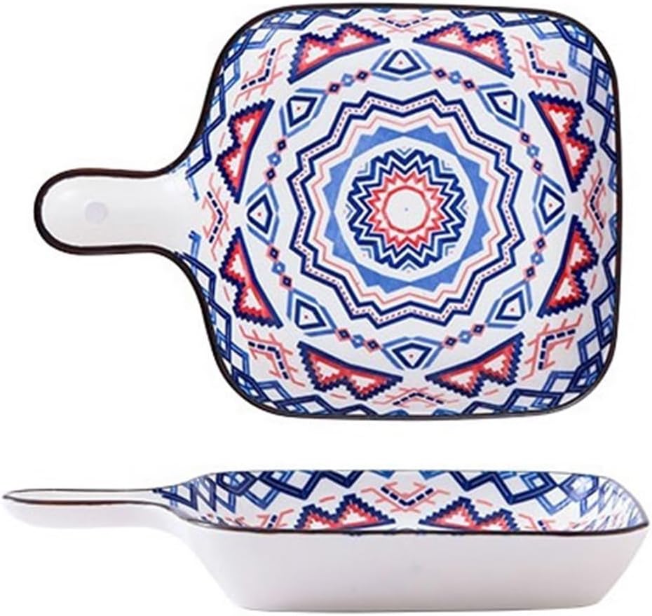 Baking Dish طبق منزلي شريحة لحم من السيراميك طبق عشاء طبق طعام غربي مقبض مقاوم للحرارة العالية طبق الخبز أدوات مائدة المطبخ Lasagne Dish(Purple)