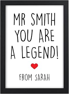 Personalised Funny Teacher Gifts For Teachers, Teaching Assistants, Novelty Gifts - Thank You Gifts for Teachers, Teaching Assistants, TA, Nursery Teachers - ANY NAMES - A5, A4, A3 Prints and Frames