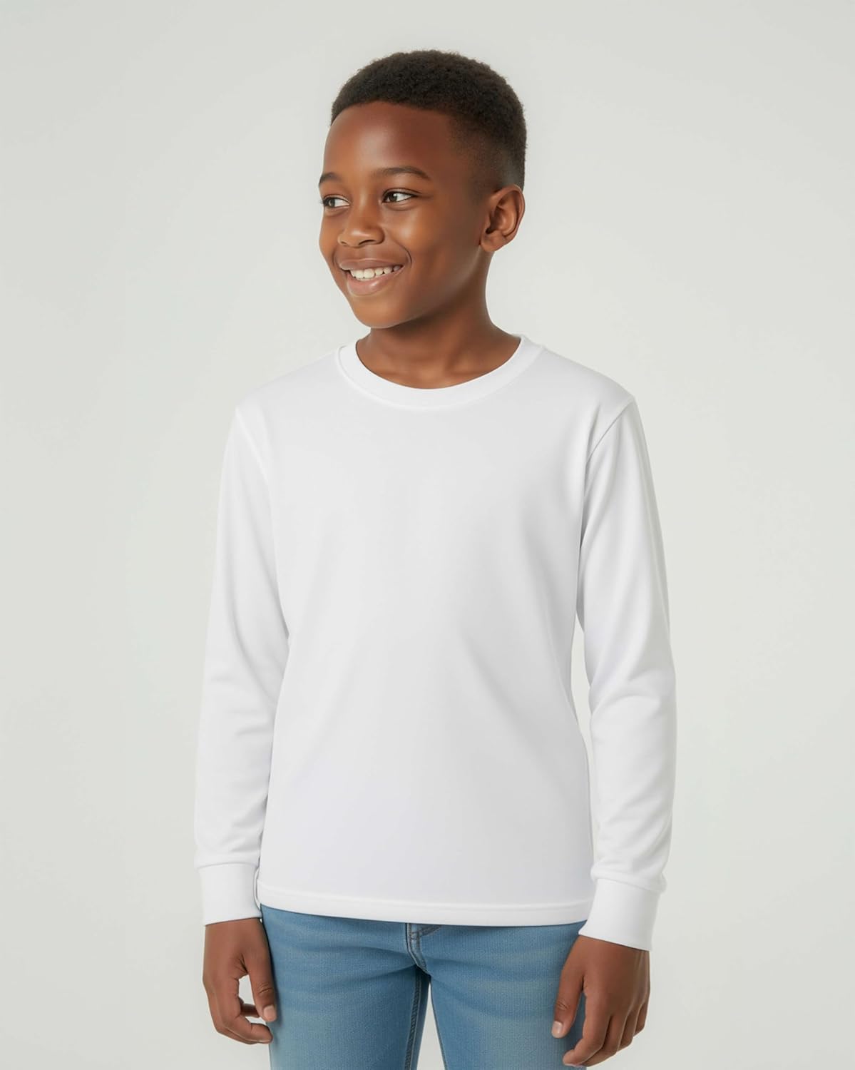 Real Essentials 5 Pack: Boys' Cotton Jersey Long Sleeve T-Shirt Uniform Kids Crew Neck Tee Top - Image 2