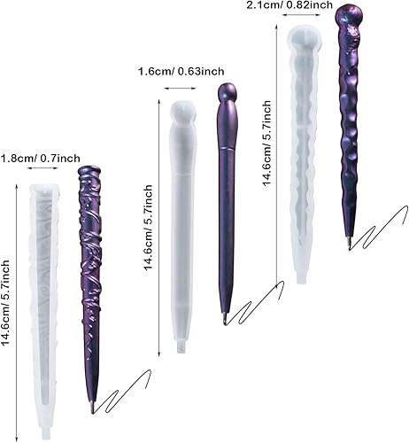 Miniatura 4 de Woohome 108 moldes de resina de silicona para bolígrafos, moldes mágicos 3D para resina epoxi con 100 bolígrafos de repuesto negros y 5 cuentagotas