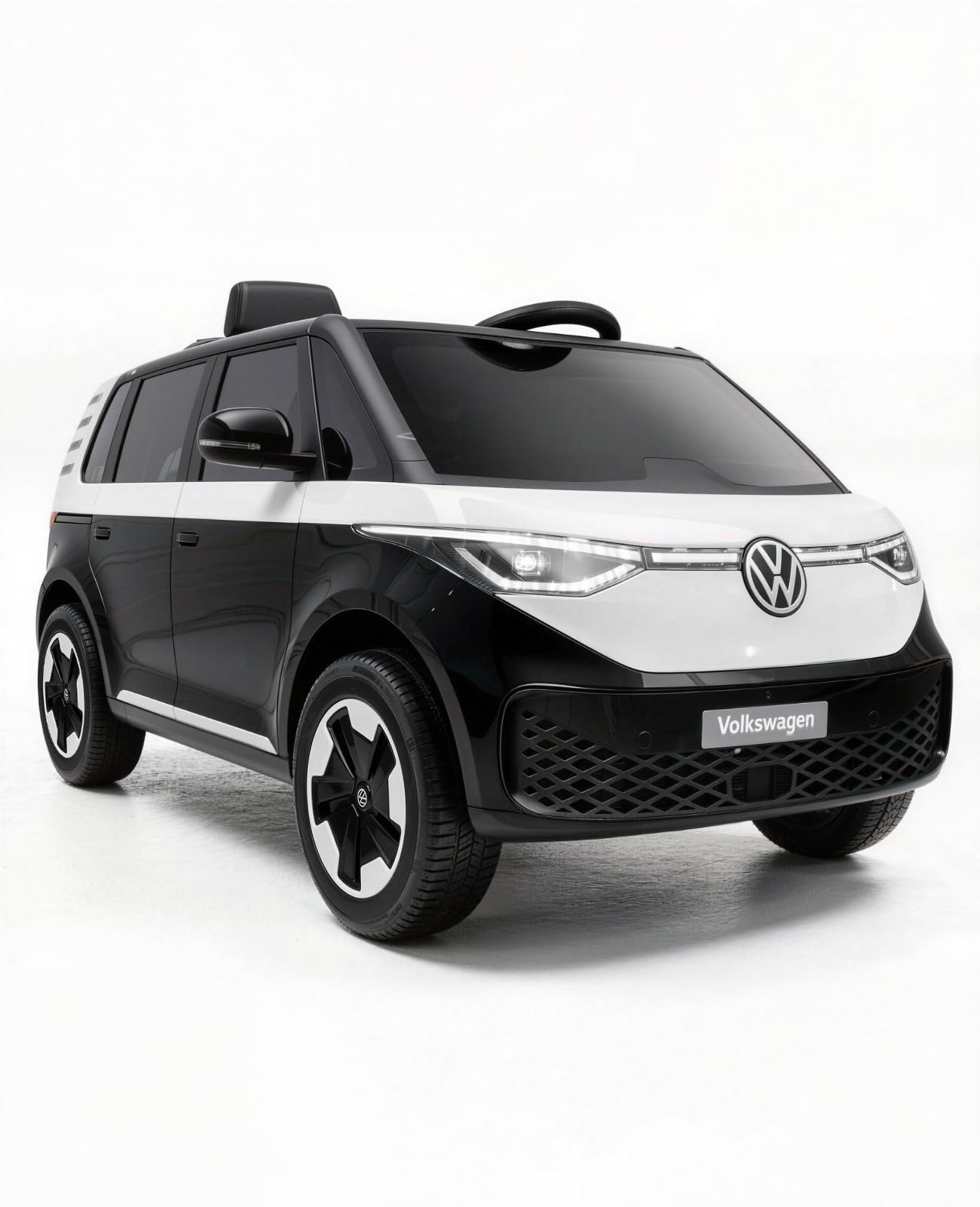 KerryYoo SW2 12V 7Ah Kinder Elektroauto, Offiziell Lizenziertes VW Kinderfahrzeug mit Fernbedienung, Soft Start und Stauraum im Heck, für Kinder ab 3 Jahren - Schwarz