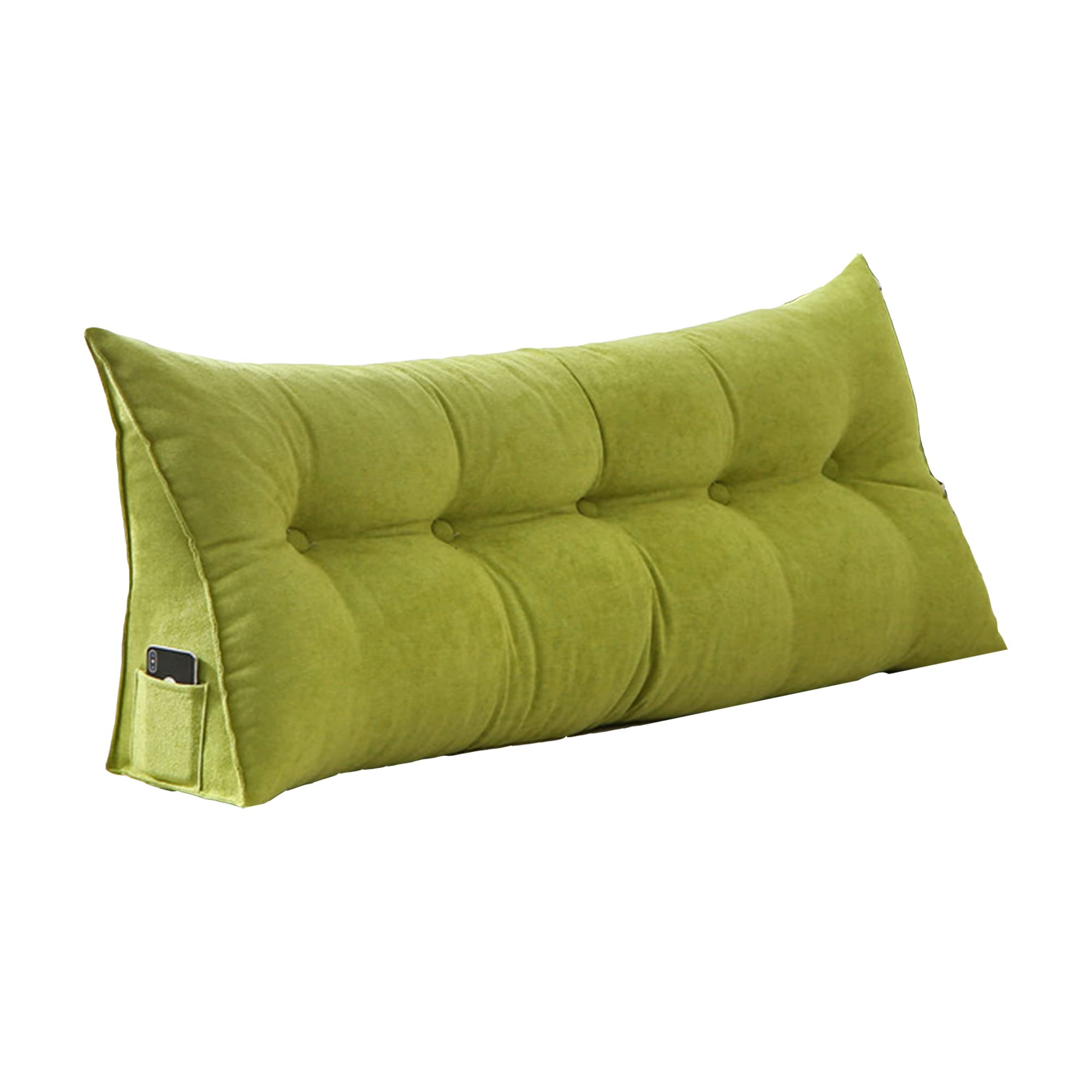 Cuscino ortopedico di supporto lombare, per letto, divano, ergonomico, triangolare, cuscino da lettura, con fodera rimovibile, cuscino per lo schienale per camera da letto, 100 x 50 x 20 cm, verde