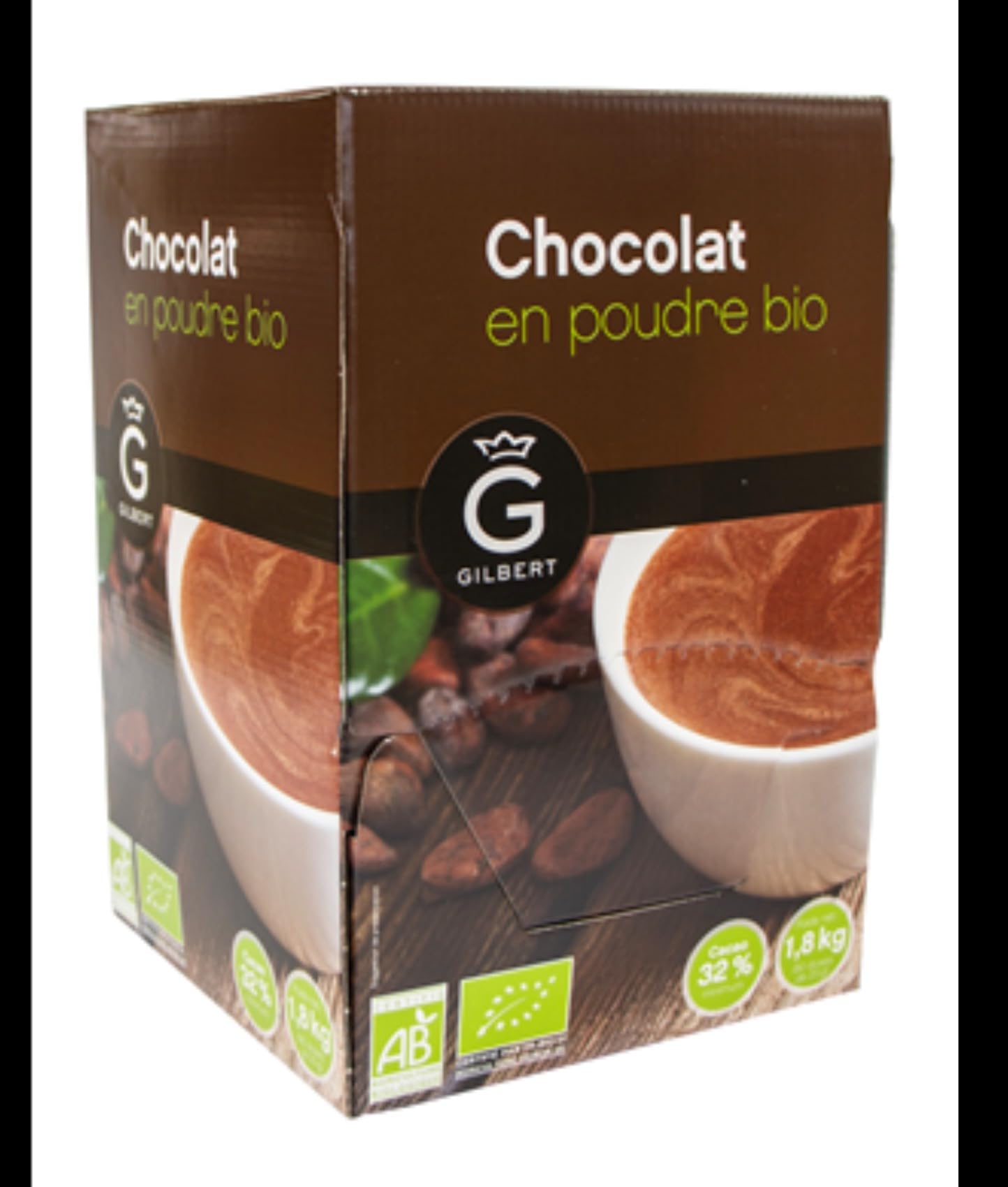 Chocolat en Poudre BIO Gilbert en Dosettes 90 x 20g/Boîte - Offre de 1 et 2 Boîtes - Expédition par la sté Bo Time (1)