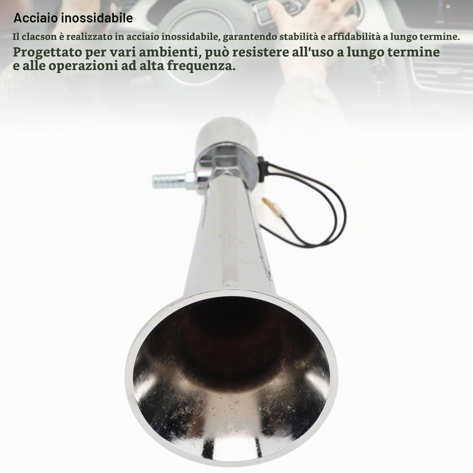Tromba d'aria forte universale da 150 dB, fischio del treno in metallo in acciaio inossidabile argento per 12V 24V DC auto camion SUV moto barca yacht RV Bus