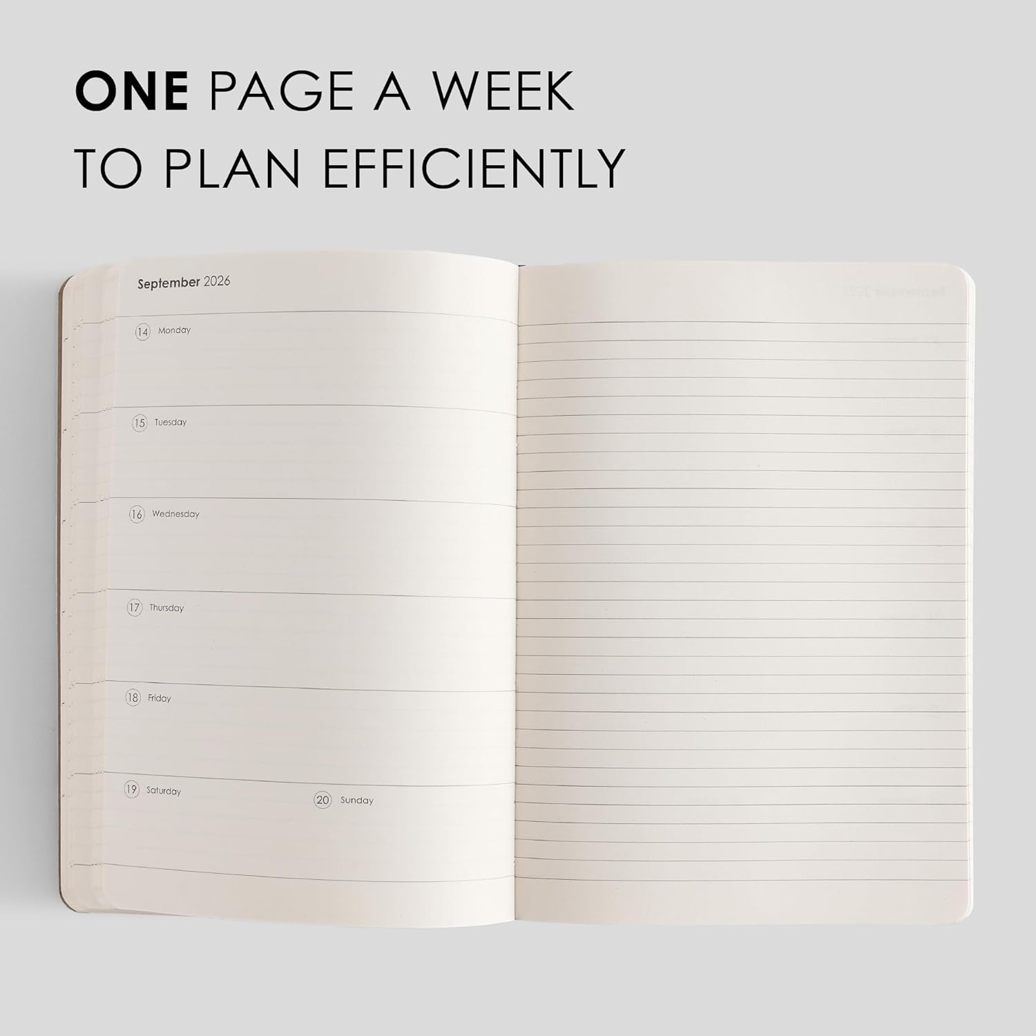 myPAPERCLIP 2026 Weekly Planner | Italian Vegan Leather Cover, 192 Pages, 80 GSM, A5 (5.83 x 8.27 in) | Flat Lay | Yearly Calendar, Monthly Overview & Weekly Planner Layout | Black