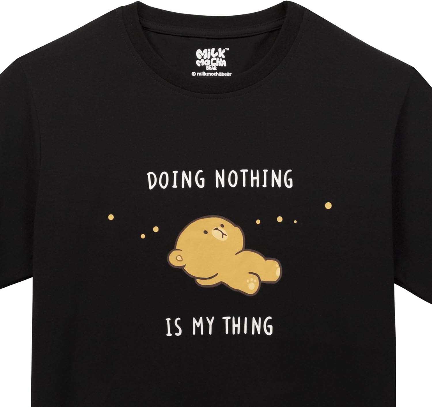 Milkmochabear Doing Nothing T-Shirt with Mocha in Yellow Pink or Black - Cute Unisex Shirt for Men and Women