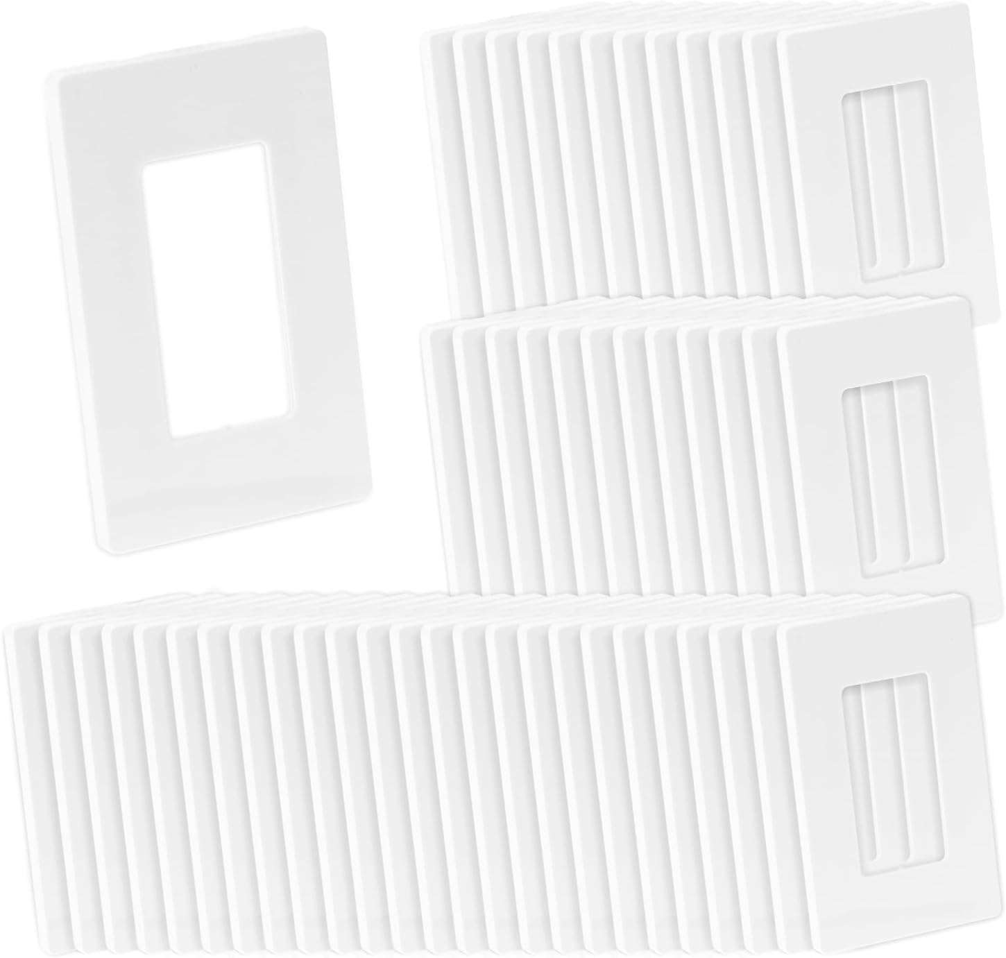 QWORK 1 Gang Screwless Wall Plate, 50 Pack Light Switch Face Plate, Decorative Receptacle Wallplate, Decorator Outlet Cover