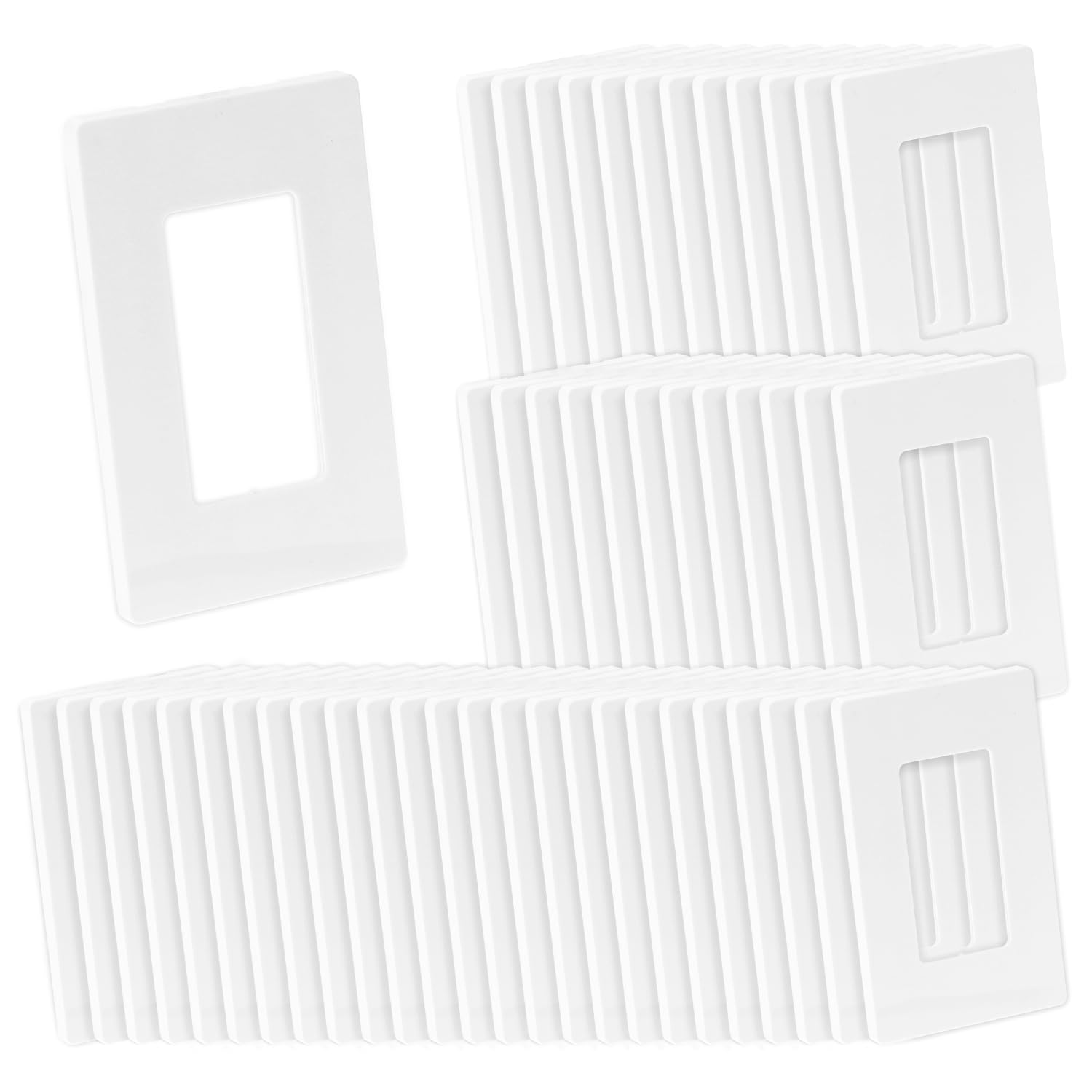QWORK Placca da parete senza viti, confezione da 50, bianco sporco lucido, design moderno con caratteristiche di sicurezza nascoste