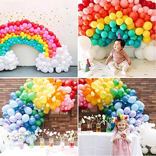 Thinbal Balloon Arch Garland Kit, Rainbow Party Decorations 110 PCS 12Inch Latex Rainbow Balloons in Blue Pink Yellow Red White with Foil Helium Balloon for Birthday Wedding Party Supplies