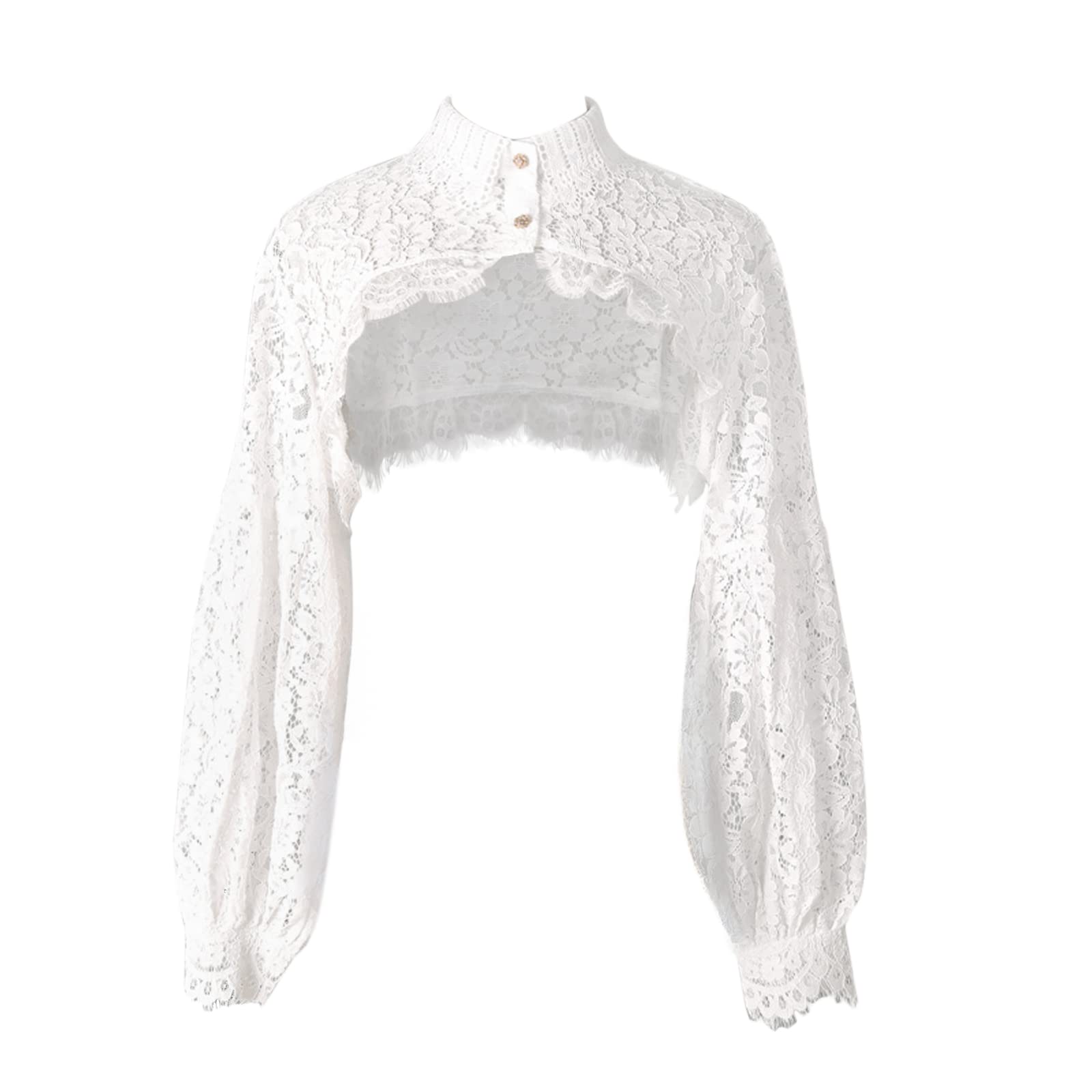 ZARSIO Women Long Sleeve Lace Shrug Bolero Shawl Short Cardigan Fake Collar