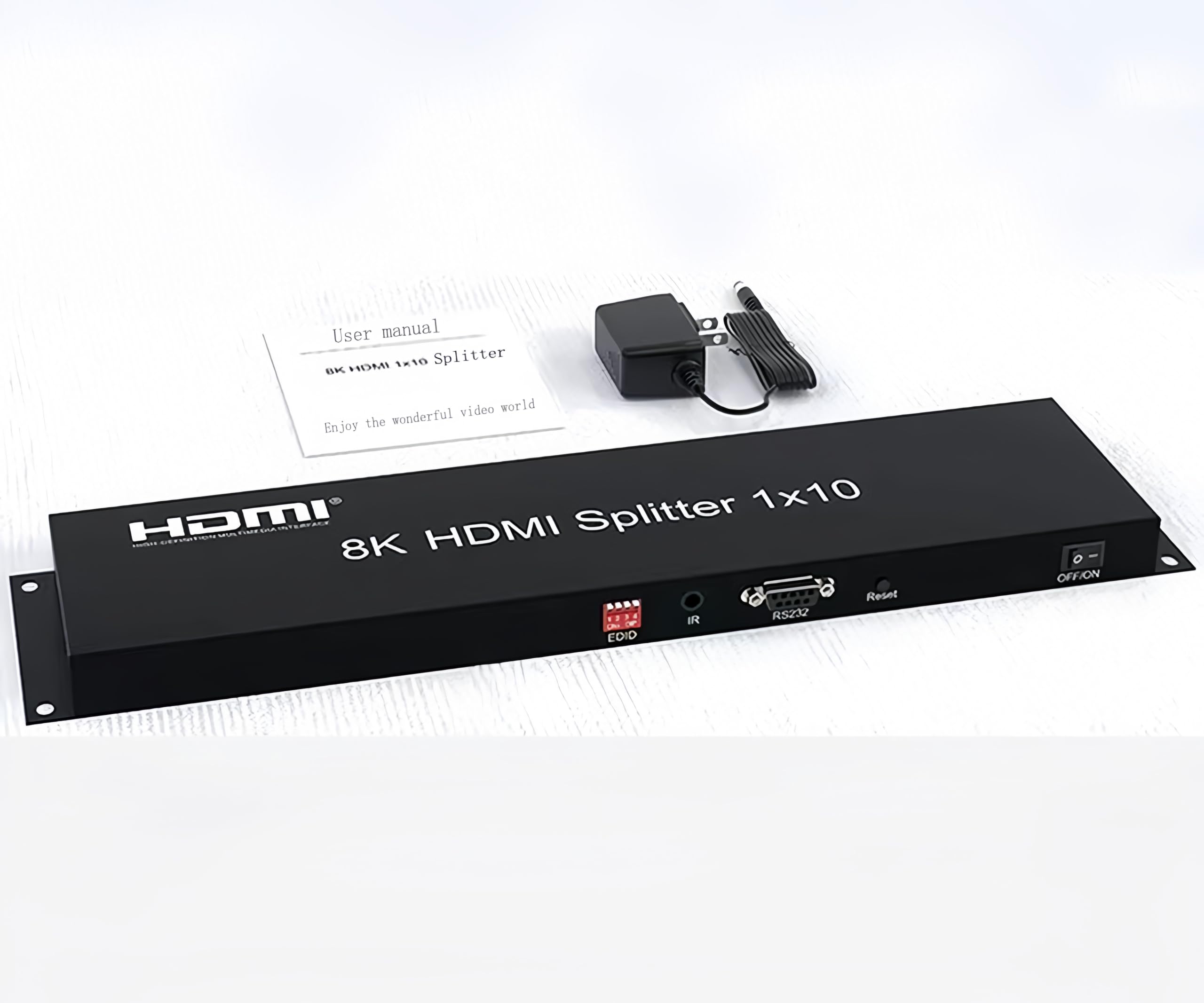 Divisor HDMI 1×10 Distribuidor del replicador HDMI2.1 8K Splitter asequible Multimonitor 8K @60Hz 1 en 10 salidas Full Ultra-HD con EDID RS232 Botón Rest Control 3D HDR 48Gbps para Xbox PS5 PS4 DVD